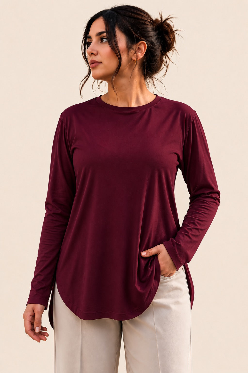 Basic Cotton Long-Sleeve Top