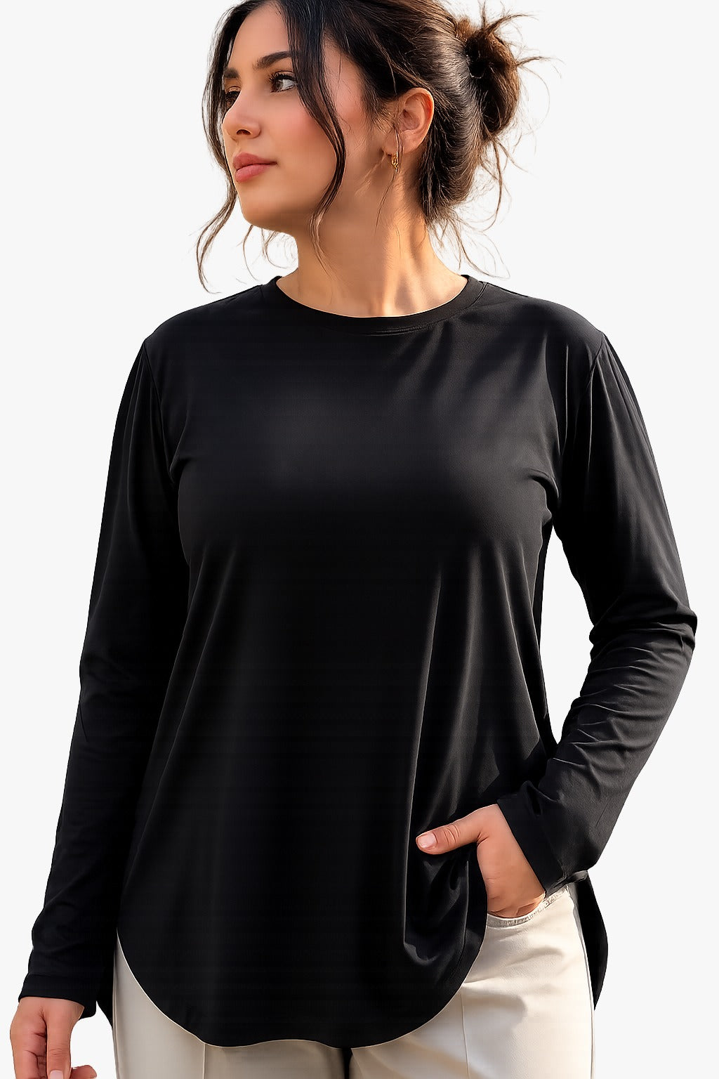 Basic Cotton Long-Sleeve Top