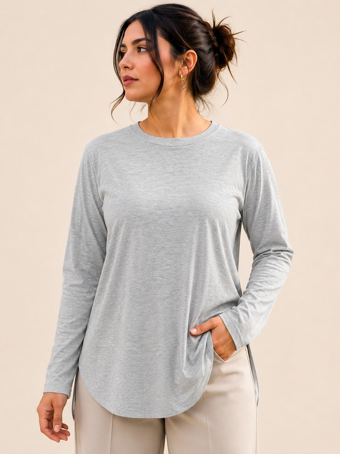 Basic Cotton Long-Sleeve Top