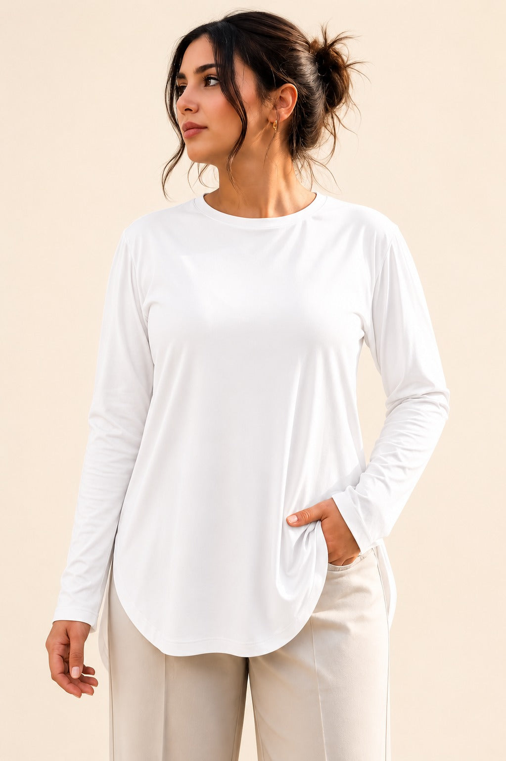 Basic Cotton Long-Sleeve Top